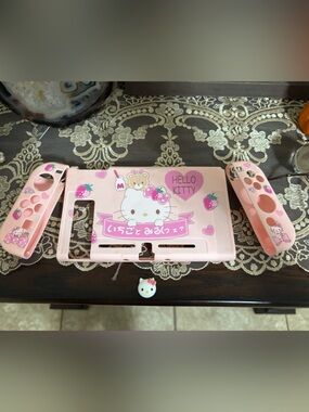 Hello Kitty Pink Nintendo Switch Case with Strawberry Graphics